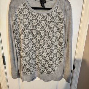 Gray Floral Lace Sweatshirt